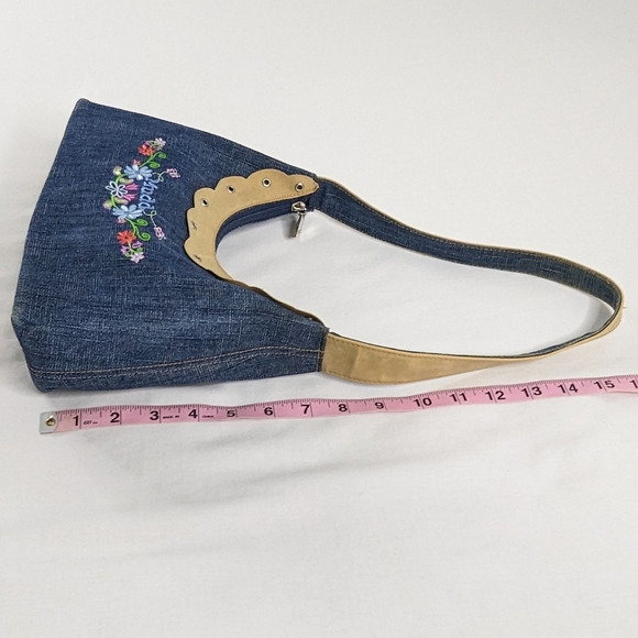 Y2k Mudd Denim Embroidered Butterfly Floral Mini Shoulder Bag - Picture 8 of 9